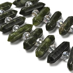 Natürliche chinesische Jade Doppel-Ended Point Perlen Stränge&nbsp;G-H069-B15-01