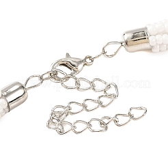Collares de babero con cuentas acrílicas y concha de agua dulce con disco pintado con spray&nbsp;NJEW-S427-02A
