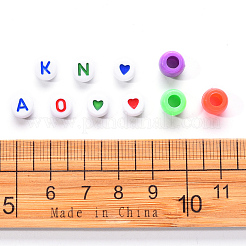 1 sacchetto 1200 pezzi rotondi piatti in acrilico opaco con perline a forma di lettera e cuore&nbsp;DIY-YW0002-32