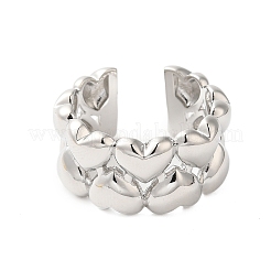 Anelli polsino aperto in ottone a doppio strato a forma di cuore per donna&nbsp;RJEW-A046-02P