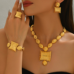 Elegante rechteckige & ovale & runde Armbänder & Ohrringe & Halsketten & Ringe-Sets aus orientalischer Legierung für Hochzeiten&nbsp;JA7273