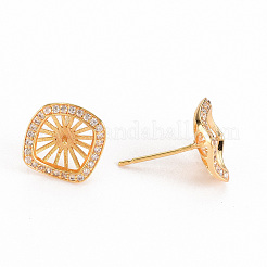 Micropave de latón claro fornituras de aretes de circonio cúbico cúbica&nbsp;KK-S356-247-NF