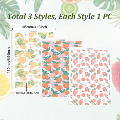 3 stücke 3 arten obst muster keramik ton wasser transfer papier&nbsp;DIY-GA0002-95