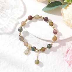 3 bracelet de perles rondes en aigue-marine naturelle&nbsp;BJEW-JB11933