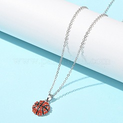 Lega di zinco giacinto strass palla sportiva ciondolo collane a catena cavo&nbsp;NJEW-U024-01P-03