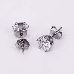 Pendientes de acero inoxidable 304 con circonita cúbica&nbsp;EJEW-O070-03P