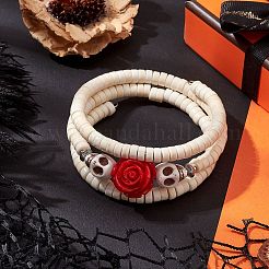 Set di braccialetti avvolgenti in resina e turchese sintetico&nbsp;BJEW-JB10759-02