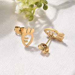 Pendientes de botón de acero inoxidable 304&nbsp;EJEW-I317-01G
