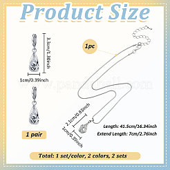 2 set di orecchini a cerchio a goccia con strass di 2 colori e collana con ciondolo&nbsp;SJEW-GO0001-04
