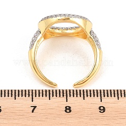 Anillos abiertos de latón con micropavé de circonitas cúbicas transparentes&nbsp;RJEW-T028-02B-G