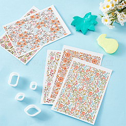 5 stücke 5 arten blume muster keramik ton wasser transfer papier&nbsp;AJEW-HY0002-17A