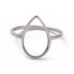 Anlaufgeschützter 201 Edelstahl-Fingerring in Tropfenform&nbsp;RJEW-J051-15P