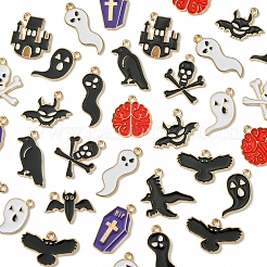60pcs 15 Arten Halloween-Thema-Legierungs-Emaille-Anhänger&nbsp;FIND-FS0002-89