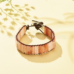 Bracelet rectangle en perles de cornaline naturelle&nbsp;BJEW-JB08198-05