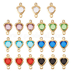 28 Stück 7 Farben Edelstahl Pavé Glas Herz Verbinder Charms&nbsp;STAS-TA0003-30