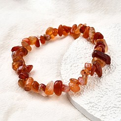 Braccialetti elastici in perle di corniola naturale per uomo e donna&nbsp;BJEW-C105-01B