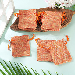 20 sachet rectangulaire en polyester imitation toile de jute avec cordon de serrage&nbsp;ABAG-TA0001-96B