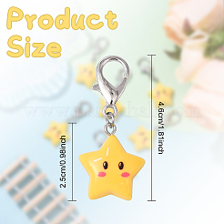6 pieza de decoración colgante de estrella de resina opaca&nbsp;HJEW-YW00147