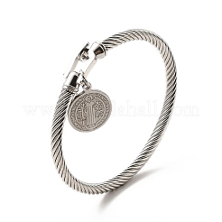 Armreif mit Saint Benedict-Anhängern aus 304 Edelstahl für Frauen&nbsp;BJEW-P283-06C