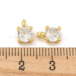Colgantes de circonita cúbica transparente micro pavé de latón chapado en rack&nbsp;KK-K341-64G