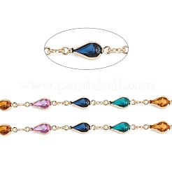 Crémaillère placage laiton fait main à facettes acrylique strass chaînes perlées&nbsp;CHC-F014-05G