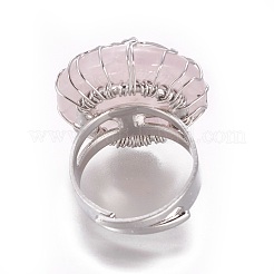 Verstellbare natürlichen Rosenquarz Fingerringe&nbsp;RJEW-L090-A12