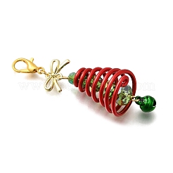 3 ciondolo decorativo in vetro e alluminio a forma di albero di Natale in 3 colori&nbsp;HJEW-JM04028