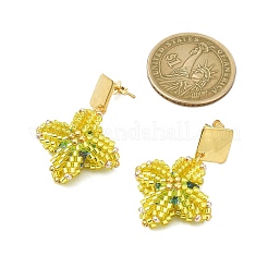Boucles d'oreilles pendantes en acier inoxydable 304 avec perles de verre en forme d'étoile&nbsp;EJEW-MZ00332-01