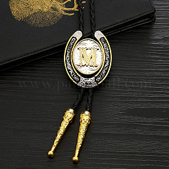 Cowboy Western Legierung Hufeisen & Buchstaben Anhänger Bolo Tie Halsketten&nbsp;NJEW-WH20014-02M