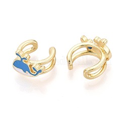 Manschettenohrringe aus Messing mit Emaille und Walmotiv&nbsp;EJEW-T049-05G