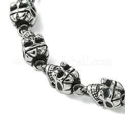 Halloween 304 Edelstahl Totenkopf Gliederkette Armbänder für Frauen Männer&nbsp;BJEW-C063-03AS