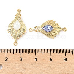 Messing Pavé Muschel Feder Verbinder Charms&nbsp;KK-I357-03G