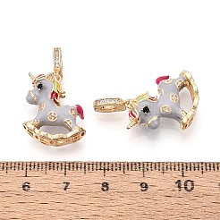 Pendentifs en laiton micro pavé de zircons cubiques et émail&nbsp;KK-T081-17G