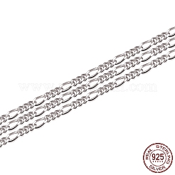 Catena figaro in argento sterling placcata rodio anti-ossidazione 925&nbsp;STER-WH0011-03P