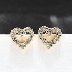 Orecchini a perno con zirconi cubici a cuore per donna ragazza&nbsp;EJEW-H126-18G