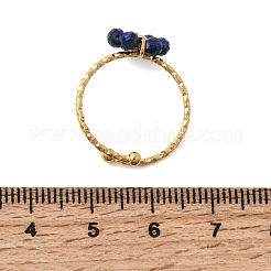 Bagues ouvertes ajustables en acier inoxydable 304 et lapis-lazuli naturel&nbsp;RJEW-P187-01G-03