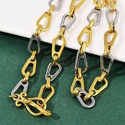 Collares de cadena de eslabones en forma de lágrima de acero inoxidable 304 de dos tonos&nbsp;NJEW-C092-02GP