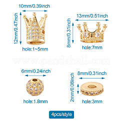 Messing Micro Pave klare Zirkonia Perlen&nbsp;ZIRC-TA0001-10G