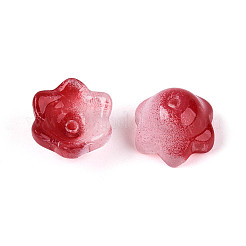 Tappi di perline di vetro verniciati a spruzzo trasparenti bicolore&nbsp;A-GLAA-Q089-002B-005