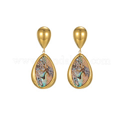 Orecchini pendenti a goccia in acciaio inossidabile 304 con conchiglia naturale&nbsp;FS-WG885C2-02