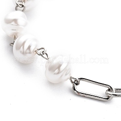 Braccialetti con maglie di perle finte di plastica bianca&nbsp;BJEW-JB05445-02