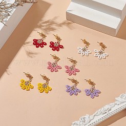 Orecchini pendenti con fiore intrecciato con semi di vetro&nbsp;EJEW-MZ00048