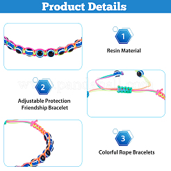 6 Stück 6 Farben Harz Böse Augen geflochtene Perlenarmbänder Set&nbsp;BJEW-FI0001-46