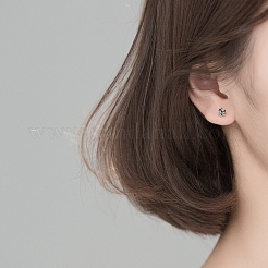 Stoffknoten 925 Ohrstecker aus Sterlingsilber für Mädchen und Frauen&nbsp;EJEW-I259-03AS