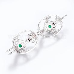 Latón micro pavé colgantes de medallón de circonio cúbico&nbsp;ZIRC-G116-01C