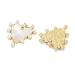 Pendentifs en coquillages d'eau douce naturels pavés de laiton&nbsp;X-KK-U058-25G-02