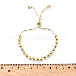 Bracelets coulissants en perles rondes en laiton pour femmes&nbsp;BJEW-D317-13C-G