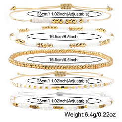 5-teiliges Set aus Glas- und Metallarmbändern mit gold-weißen Perlen&nbsp;AB9103-3