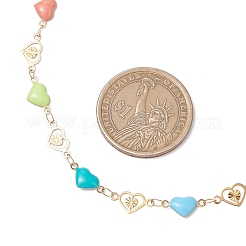 304 Edelstahl Emaille bunte Herz Gliederkette Halsketten für Frauen&nbsp;NJEW-JN05165