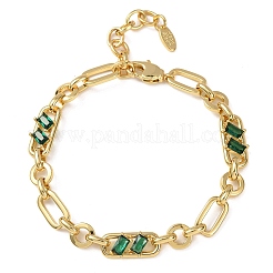 Pulseras de cadena de eslabones de circonita cúbica micropavé de latón con anillo y clip para mujer&nbsp;BJEW-D458-03G-05
